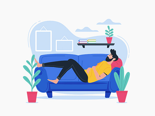 man relaxing at home